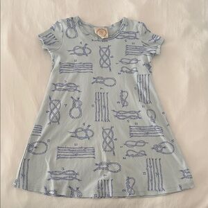 Beaufort Bonnet Nautical Knot Print Light Blue Girls' Dress